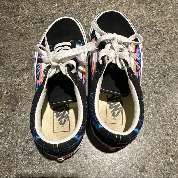 Vans Women's 7 Black Suede and Vibrant Canvas Pattern Sneakers - Picture 5 of 7